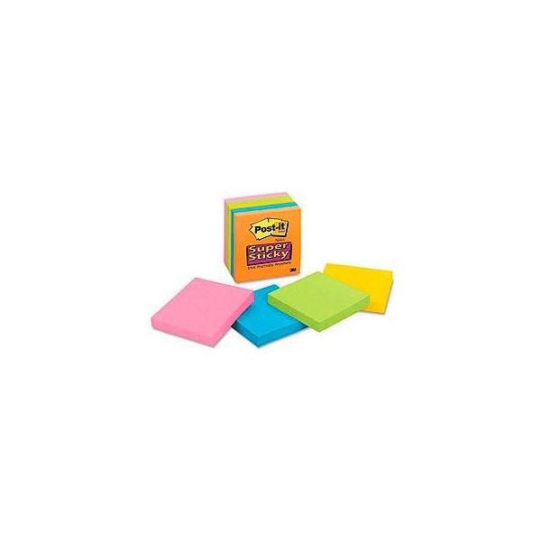 3M Post-it Super Sticky Neon Fusion Notes, 3 x 3, Assorted Colors, 12 Pads/Pack 65412SSAN - main